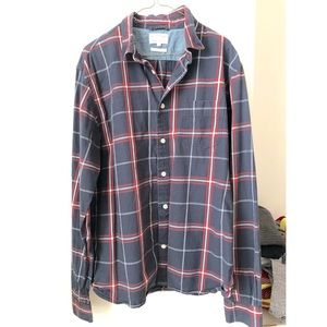 MENS VINTAGE COTTON SLIM FIT NAVY AND RED PLAID